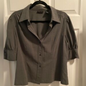 New York & Company Gray Button-Down Shirt